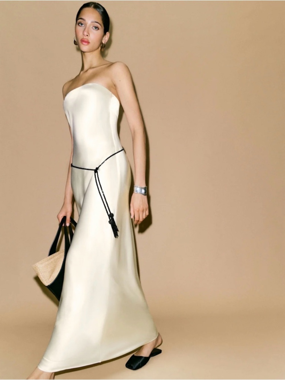 REFORMATION Oren Silk Dress in Ivory Bridal XL